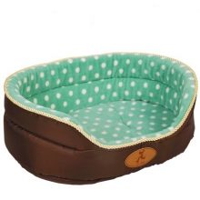 Dog’s Soft Plush Bed with Polka Dot Pattern