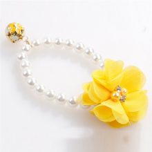 Pearl Collar for Cats with Lace Flower and Bell